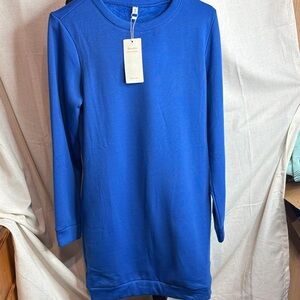 Blue Miselon Sweatshirt Dress with Pockets Ptp 18-20, length 35
